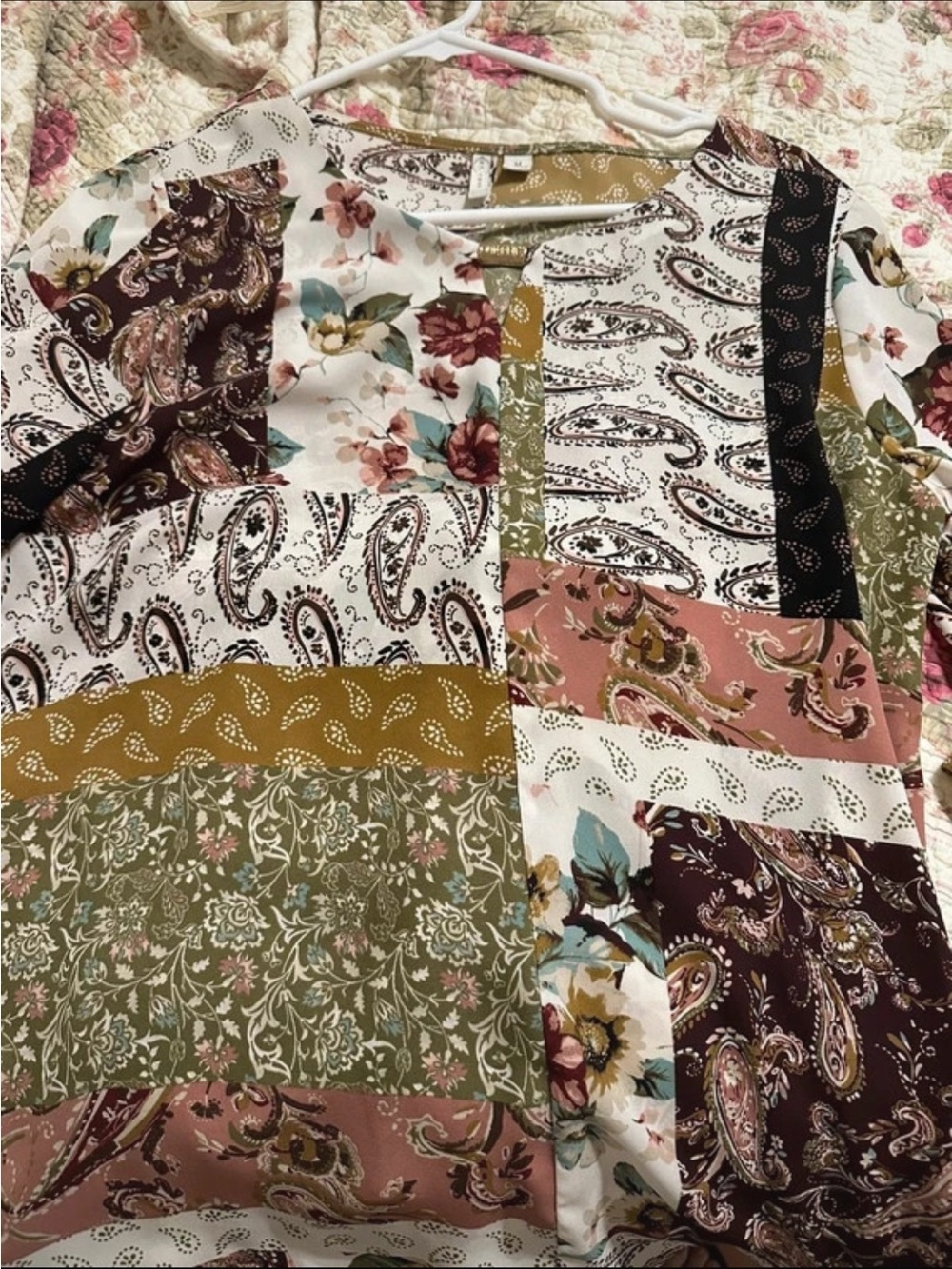 Cato Medium Patchwork Floral Ruffle Sleeve Blouse